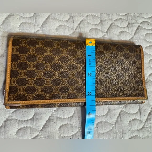 Celine Large Macadam Brown/Tan Envelope Leather Continental Wallet - Picture 15 of 16
